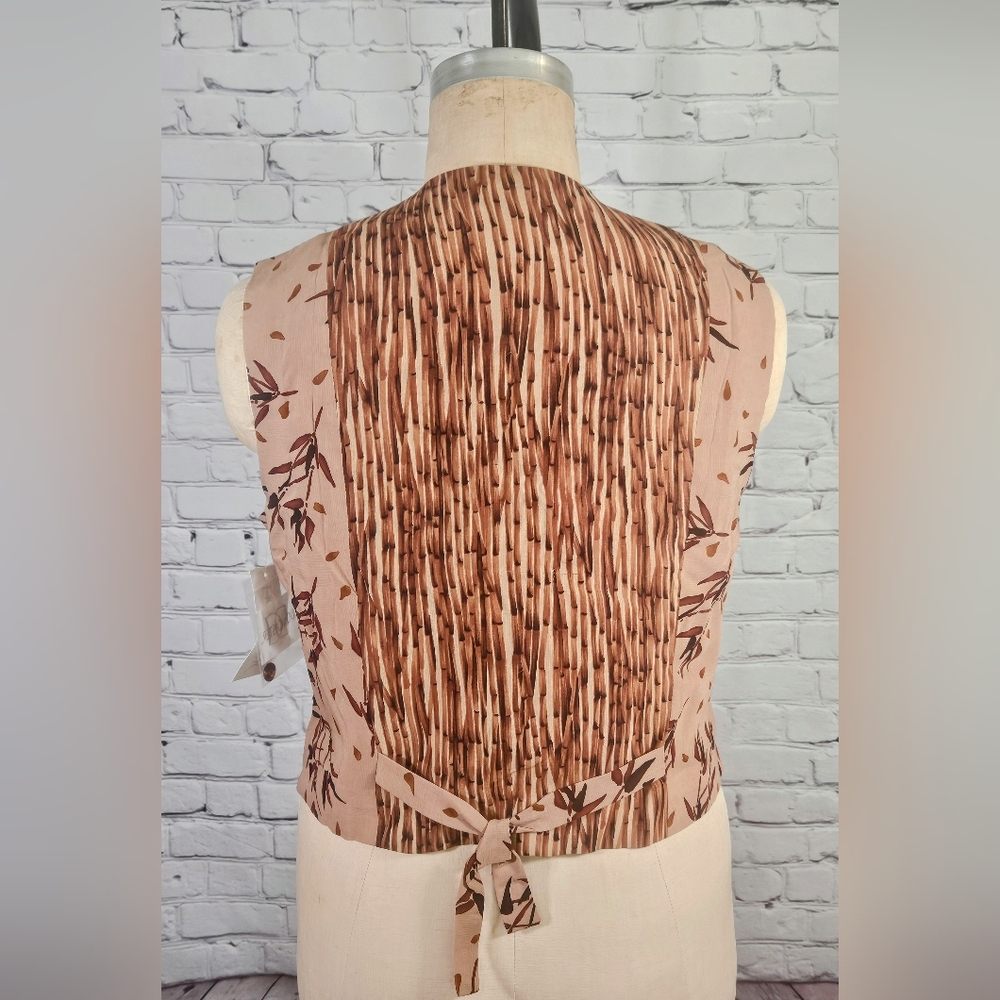 Doncaster NWT Brown & Tan Bamboo Leaf Rayon & Flax Vest Size 16 - Picture 3 of 8